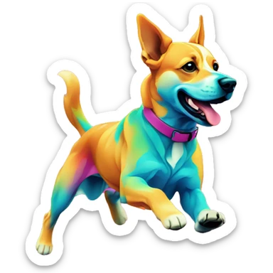 Vector art of a dog running made of vector multicoloured gradient shapes abstract shapes vector art sticker