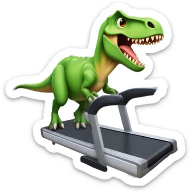 dinosaur runs on a treadmill sticker