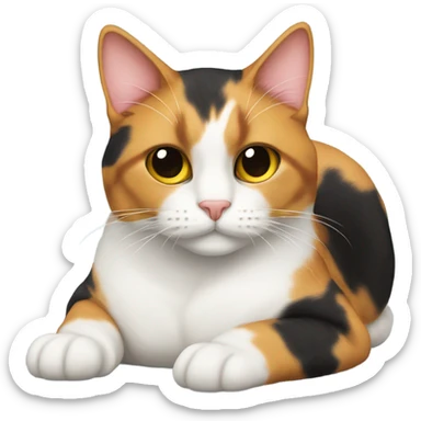 calico cat laying down  sticker