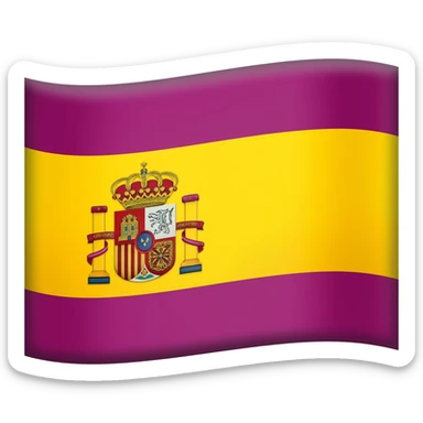Crea un emoji de bandera de España cambiando la franja inferior roja por una morada sticker