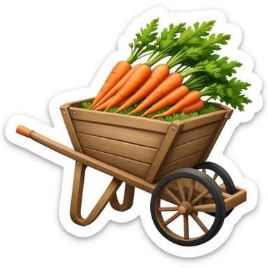 carrots in a wooden  wheelbarrow  sticker