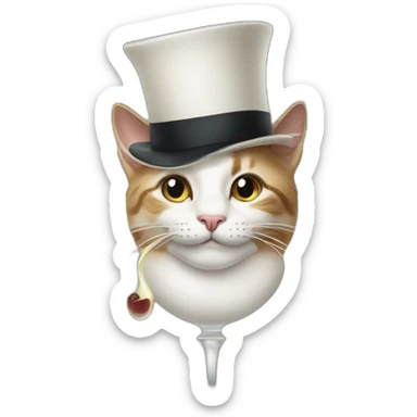 Cat in a tophat drinking milk from a wine glass sticker