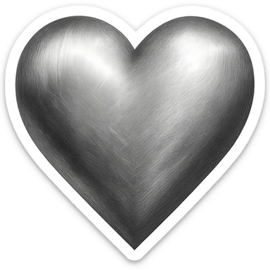 heart with a brushed metal finish, realistic digital art style, no background sticker