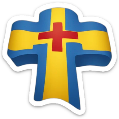 flag emoji with a blue Scandinavian cross with a red outline on a yellow background Ingermanland sticker