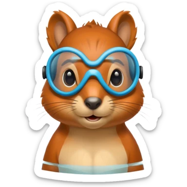 squirrel with swimming goggles sticker