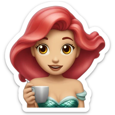 the little mermaid with coffe sticker