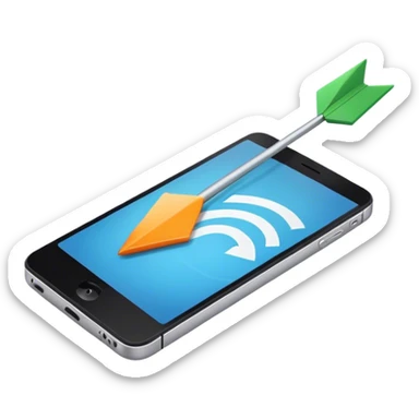 mobile phone and arrow sticker
