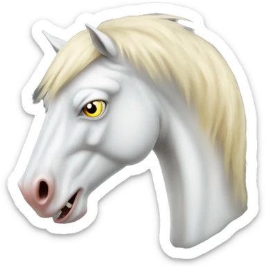 very long wild angry mad albino horse head sticker