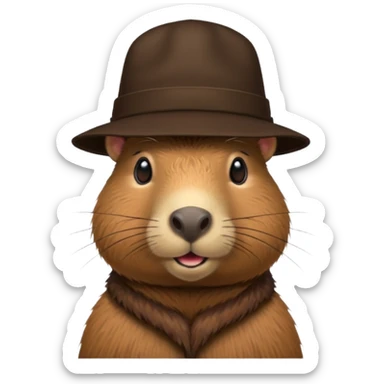 Realistisk Capybara med hat sticker
