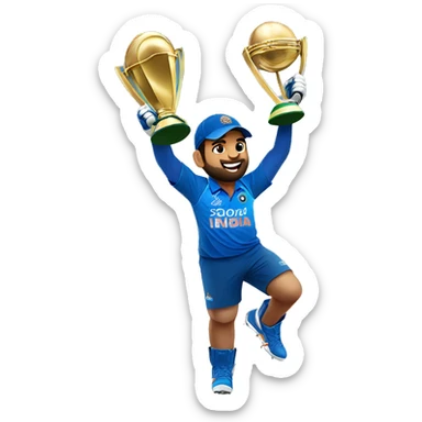 Rohit sharma lifting T20 world cup sticker