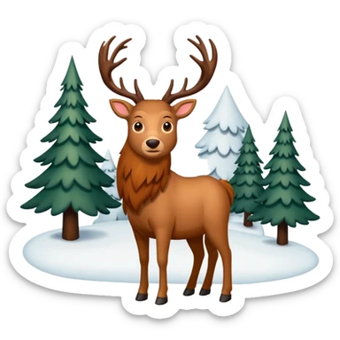 Ein Re das in einem Wald ist und es Schneit sticker