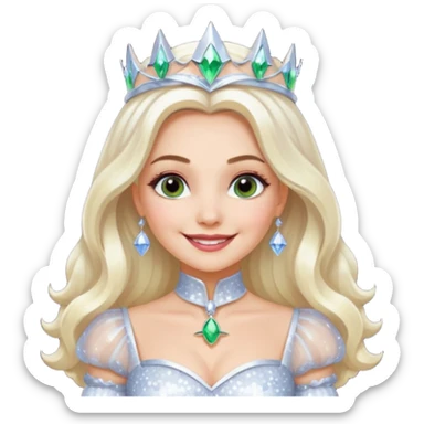 The Good Witch from Oz with long white blonde hair, white sequin outfit sticker