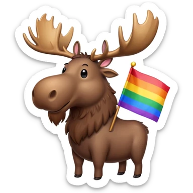 Moose holding a pride flag sticker