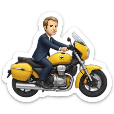Macron with a lot of rides sticker