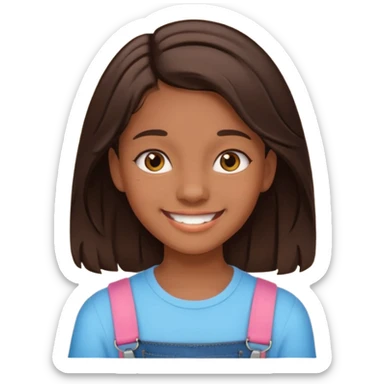 Create an icon of teenage girl with Brown and medium length dark brown hair and She is wearing braces sticker