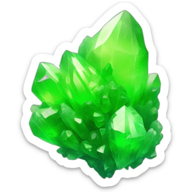 Fluorescent green rock crystals in a cluster sticker
