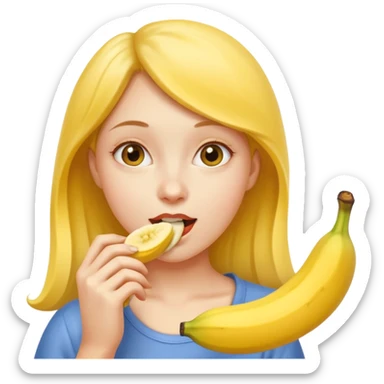 Girl eating banana sticker