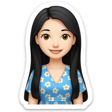 Long black hair girl wearing a maxidress being a girly girl professional  sticker