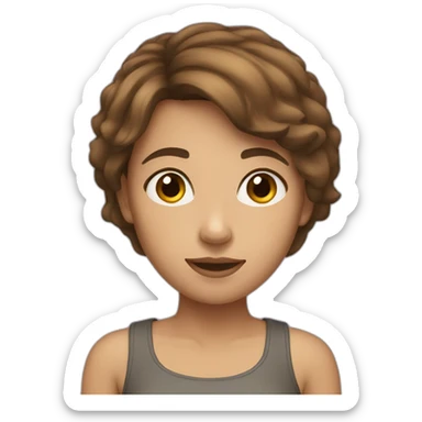 a brown-haired girl with a short haircut thought about it sticker