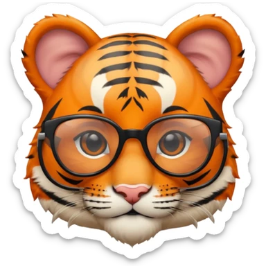 Orange Tiger cub with cool glasses
 sticker