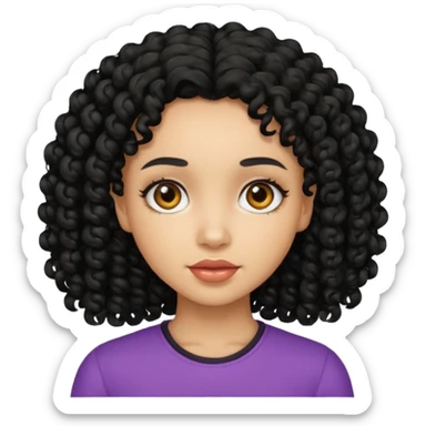 Light skin girl with black curly hair sticker