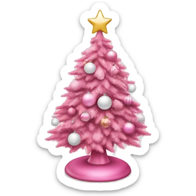 Pink Christmas tree with white and pink ornaments  sticker