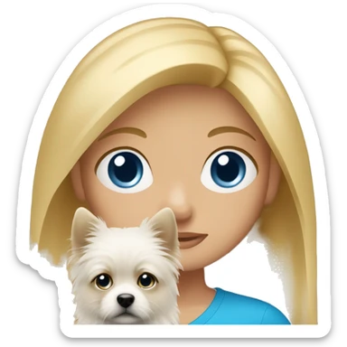 Blonde girl blue eyes holding spitz  sticker