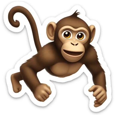 A monkey jumping over a rainbow giving a Kissy face sticker