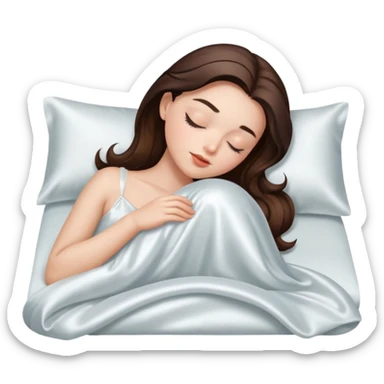 brunette girl napping with luxurious silk sheets sticker