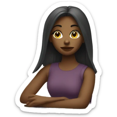 girl sits at the computer and thinks about money sticker