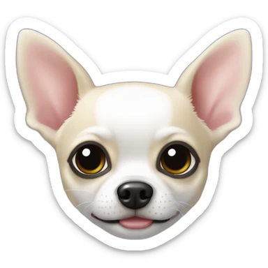 Chihuahua blanc et noir poilu avec des taches noires  sticker