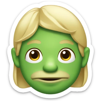 a frog that looks like a asian guy with blond middle par sticker