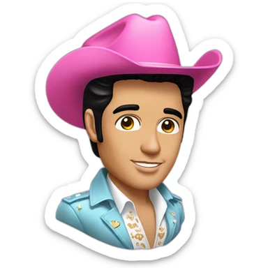 Elvis Presley with pink cowboy hat sticker
