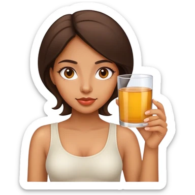 Latina girl with apple juice sticker