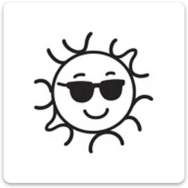 hand-drawn doodle of a smiling sun with rays sticker