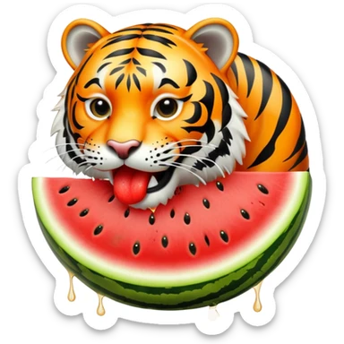 tiger eating watermelon sticker