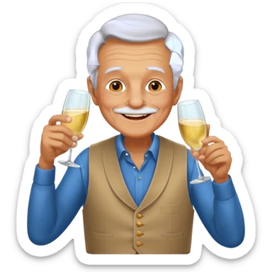 Old man in vest, drinking champagne sticker