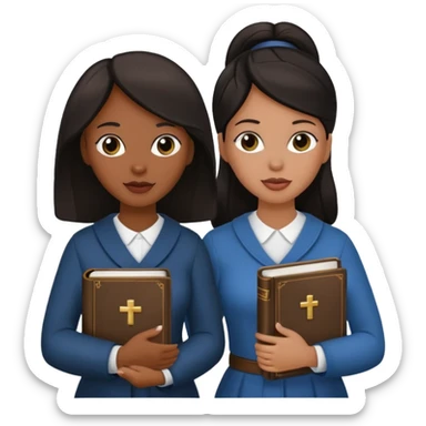 Two black women, 1 white woman, all with dark hair, carrying a Bible! sticker