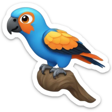 Small blue parrot with orange beak and black gu sticker