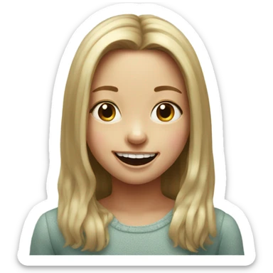 realistic indoor portrait of girl no teeth showing  sticker