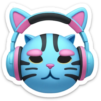 light blue and pink headphones with cat ears on them sticker