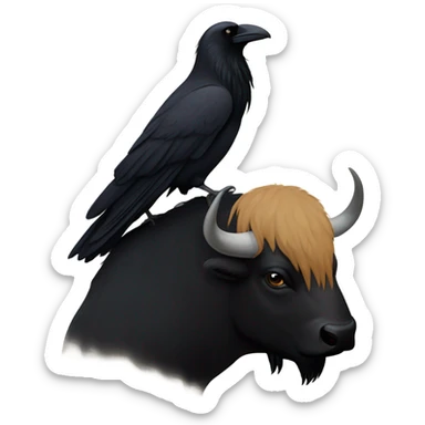 Raven sitting on a buffalo  sticker