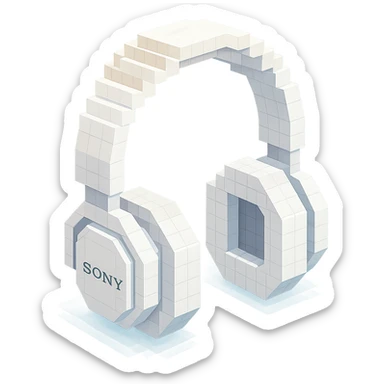 white Sony headphones, sleek design sticker