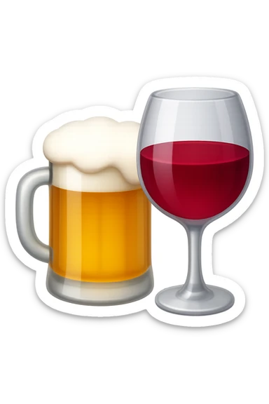 emoji 3d stile iphone che rappresenta un boccale di birra e un calice di vino rosso 3d sticker