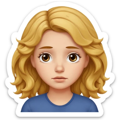 Girl with fair wavy hair made the job done and is tired sticker