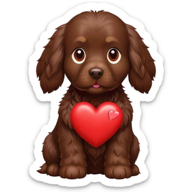 Chocolate Cocker spaniel with red heart  sticker