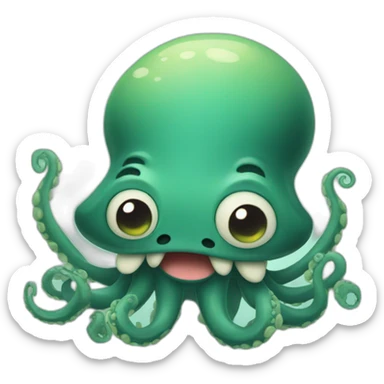  a cute kraken with a cute confuse face sticker