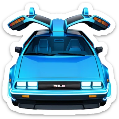 DeLorean car from Back to the Future with Tron movie feel sticker