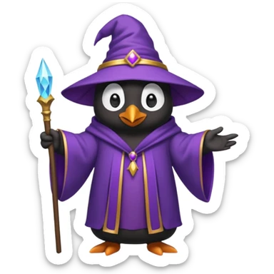 Purple wizard penguin sticker