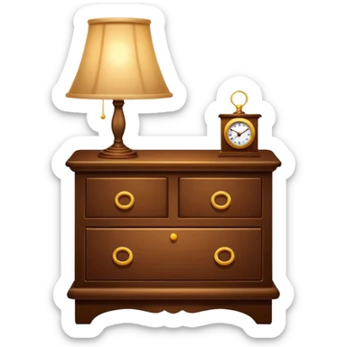 Cupboard-commode-drawer-night-bed-stand furniture with a night lamp on  sticker
